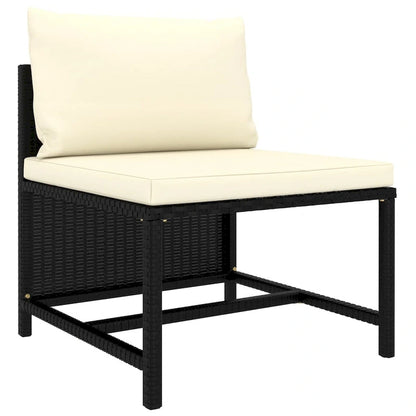10pc Outdoor Sofa Set, White Cushions, 9 Modular Chairs, Table, Black