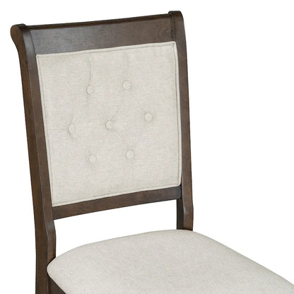 5 Piece Dining Table Set, Solid Wood Kitchen Dining Room Table Set with Round Dining Table and 4 Upholstered Chairs