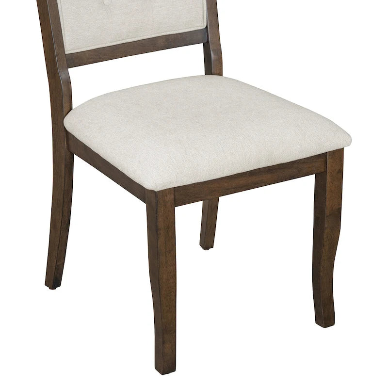 5 Piece Dining Table Set, Solid Wood Kitchen Dining Room Table Set with Round Dining Table and 4 Upholstered Chairs