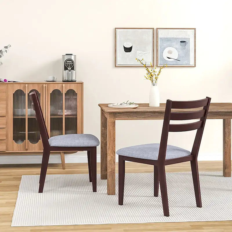 Gymax Upholstered Dining Chair Set of 4 Armless Cushioned Seat Hollow