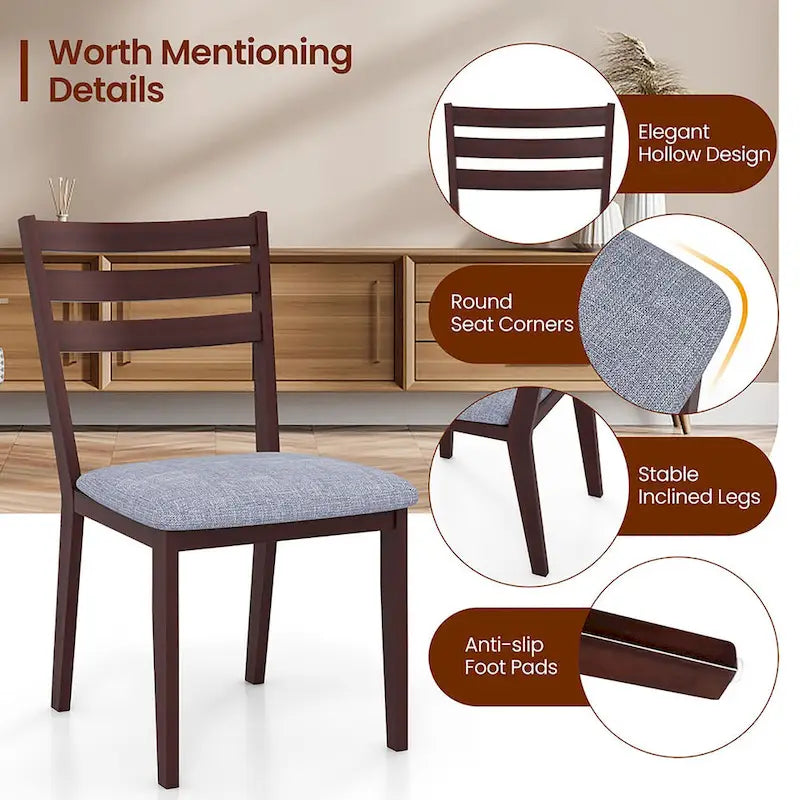 Gymax Upholstered Dining Chair Set of 4 Armless Cushioned Seat Hollow
