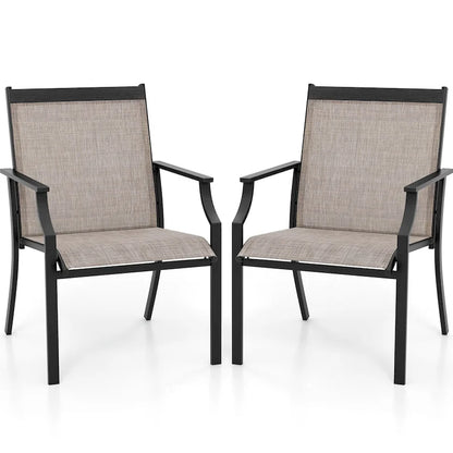 Gymax Set of 2 Patio Dining Chairs Outdoor Armchairs w/ Sturdy Metal