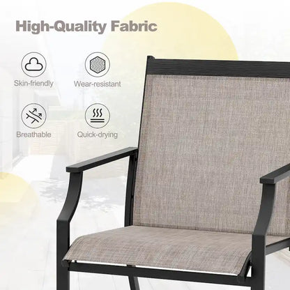 Gymax Set of 2 Patio Dining Chairs Outdoor Armchairs w/ Sturdy Metal