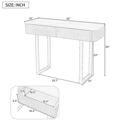 Modern Solid Wood Entryway Console Table with Fluted Design & Storage
