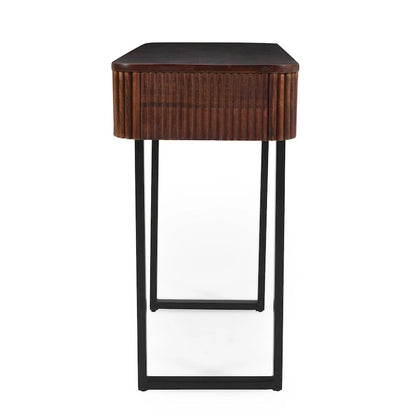 Modern Solid Wood Entryway Console Table with Fluted Design & Storage