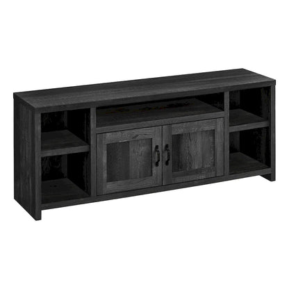 Modern Reclaimed Black TV Stand for 55  TVs with Cabinets and Shelving Wood Entertainment Unit - 23.75H x 59W x 15.5D