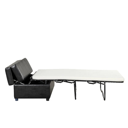 Roomfitters Twin Size Folding Ottoman Sleeper Bed with Mattress, Compact Convertible Guest Bed for Living Room