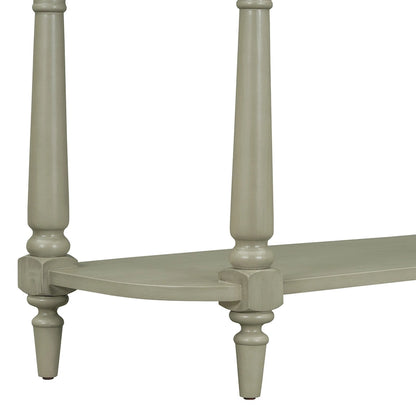 Retro Narrow Console Table with Curved Corner, Top Drawer & Open Shelf