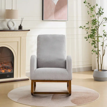 27.2 W Upholstered Rocking Accent Armchair with Side Pocket
