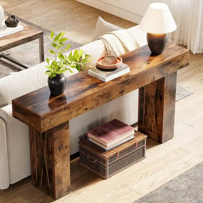63 Inch Long Console Table Farmhouse Sofa Table