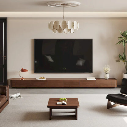 Mid-Century ModernTV Stands,4-6 Drawers, Solid Wood Brown Media Console