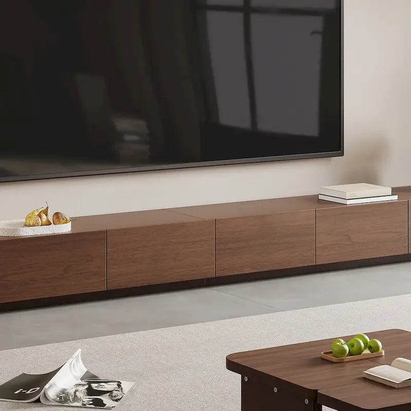 Mid-Century ModernTV Stands,4-6 Drawers, Solid Wood Brown Media Console