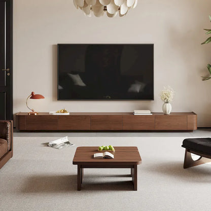 Mid-Century ModernTV Stands,4-6 Drawers, Solid Wood Brown Media Console