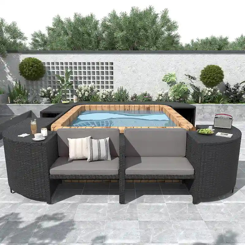 Outdoor Rattan Sectional Sofa Set with Mini Sofa
