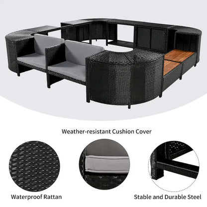 Outdoor Rattan Sectional Sofa Set with Mini Sofa