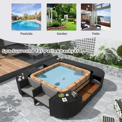 Outdoor Rattan Sectional Sofa Set with Mini Sofa
