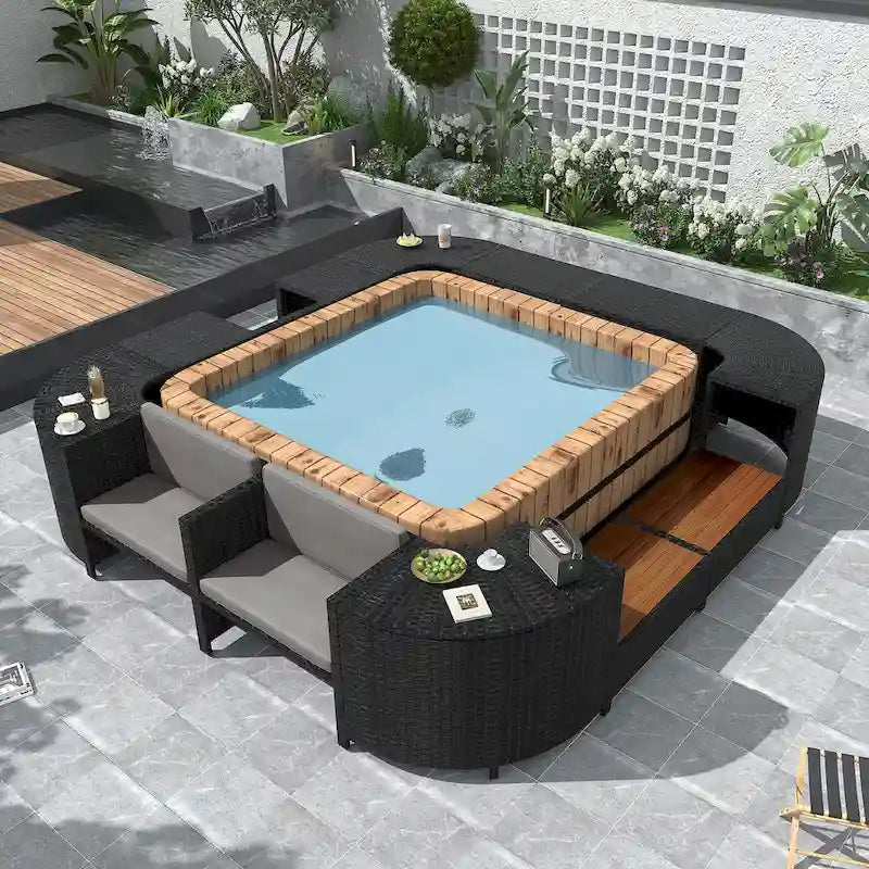 Outdoor Rattan Sectional Sofa Set with Mini Sofa