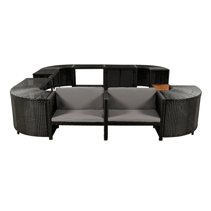 Outdoor Rattan Sectional Sofa Set with Mini Sofa