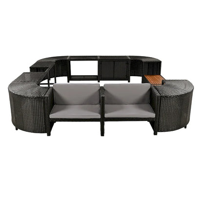 Outdoor Rattan Sectional Sofa Set with Mini Sofa