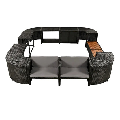 Outdoor Rattan Sectional Sofa Set with Mini Sofa