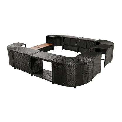 Outdoor Rattan Sectional Sofa Set with Mini Sofa
