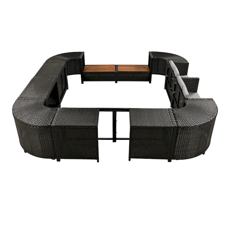 Outdoor Rattan Sectional Sofa Set with Mini Sofa