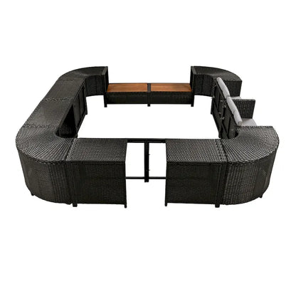 Outdoor Rattan Sectional Sofa Set with Mini Sofa