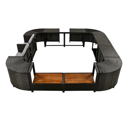 Outdoor Rattan Sectional Sofa Set with Mini Sofa