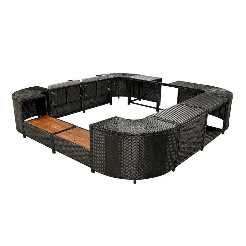 Outdoor Rattan Sectional Sofa Set with Mini Sofa