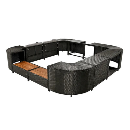 Outdoor Rattan Sectional Sofa Set with Mini Sofa