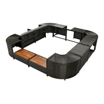 Outdoor Rattan Sectional Sofa Set with Mini Sofa