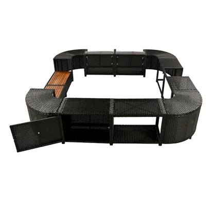 Outdoor Rattan Sectional Sofa Set with Mini Sofa