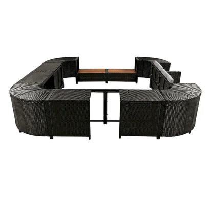 Outdoor Rattan Sectional Sofa Set with Mini Sofa