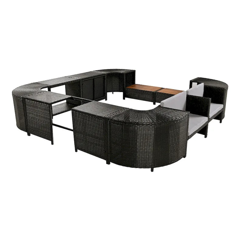 Outdoor Rattan Sectional Sofa Set with Mini Sofa