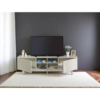 Lucina Modern TV Stand with 2 Door Cabinet 4 Cubby Hole Shelves, Living Room Entertainment Center
