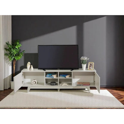 Lucina Modern TV Stand with 2 Door Cabinet 4 Cubby Hole Shelves, Living Room Entertainment Center