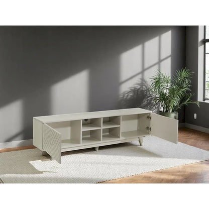 Lucina Modern TV Stand with 2 Door Cabinet 4 Cubby Hole Shelves, Living Room Entertainment Center