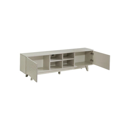Lucina Modern TV Stand with 2 Door Cabinet 4 Cubby Hole Shelves, Living Room Entertainment Center