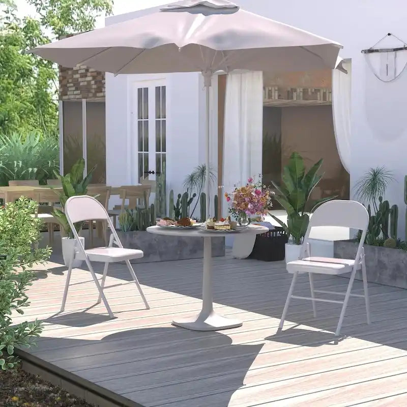 VECELO Folding Chairs Set of 4 Metal Frame Steel Seat with Triple Braced