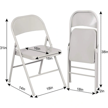 VECELO Folding Chairs Set of 4 Metal Frame Steel Seat with Triple Braced