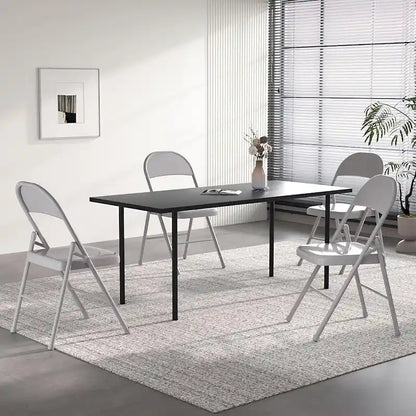 VECELO Folding Chairs Set of 4 Metal Frame Steel Seat with Triple Braced