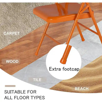 VECELO Folding Chairs Set of 4 Metal Frame Steel Seat with Triple Braced