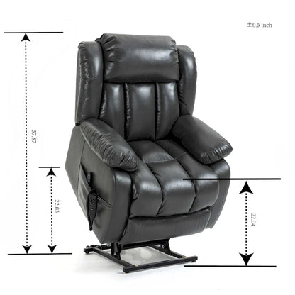 Faux Leather Dual Motor Power Lift Recliner Chair for Elderly, Lazy Boy Single Massage Sofa w/8-Point Vibration & Lumbar Heating