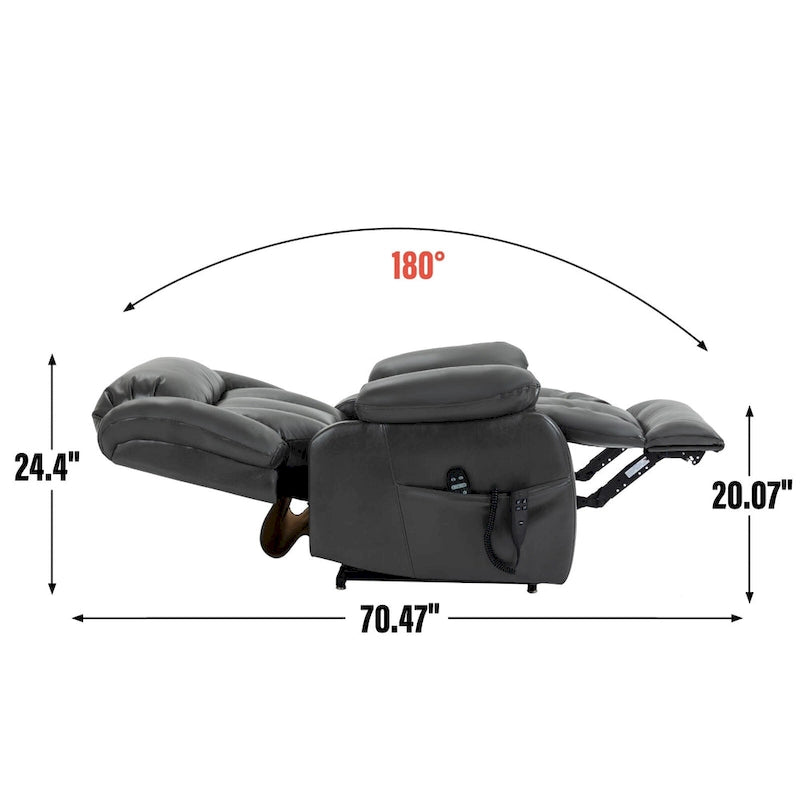 Faux Leather Dual Motor Power Lift Recliner Chair for Elderly, Lazy Boy Single Massage Sofa w/8-Point Vibration & Lumbar Heating