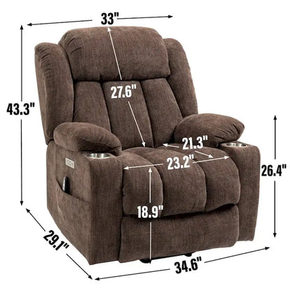 Lazy Boy Chenille Power Lift Recliner Chair, Modern Lving Room Single Massage Sofa Chair w/Lumbar Heating, USB and Type-C Ports