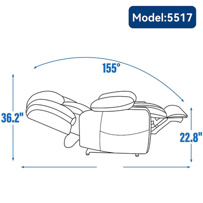 Lazy Boy Chenille Power Lift Recliner Chair, Modern Lving Room Single Massage Sofa Chair w/Lumbar Heating, USB and Type-C Ports