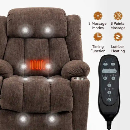 Lazy Boy Chenille Power Lift Recliner Chair, Modern Lving Room Single Massage Sofa Chair w/Lumbar Heating, USB and Type-C Ports