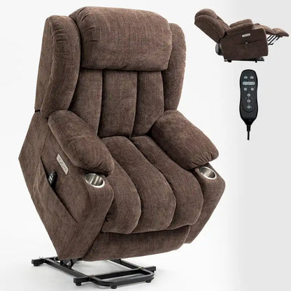 Lazy Boy Chenille Power Lift Recliner Chair, Modern Lving Room Single Massage Sofa Chair w/Lumbar Heating, USB and Type-C Ports