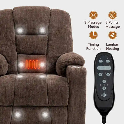Power Lift Recliner Chair with Massage and Heat, Lazy Boy Overstuffed Wide Recliners w/USB, Type C Ports & 2 Steel Cup Holders
