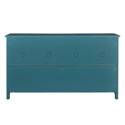 Modern Coastal Teal TV Cabinets with 2 Storage Cabinets, 2 Drawers and Gold Handles for Living Room and Bedroom